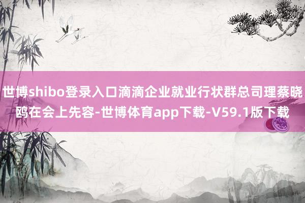 世博shibo登录入口滴滴企业就业行状群总司理蔡晓鸥在会上先容-世博体育app下载-V59.1版下载