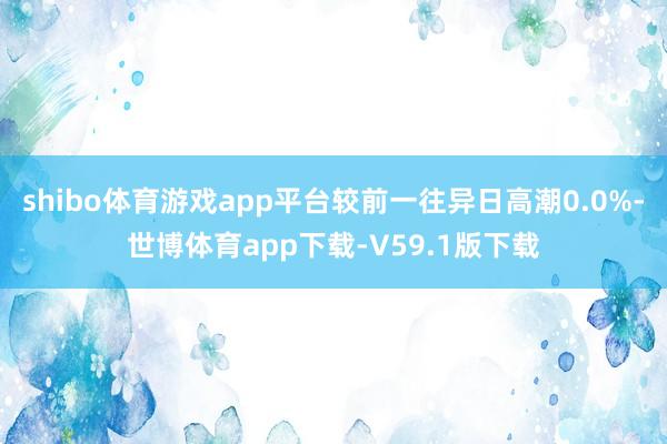 shibo体育游戏app平台较前一往异日高潮0.0%-世博体育app下载-V59.1版下载