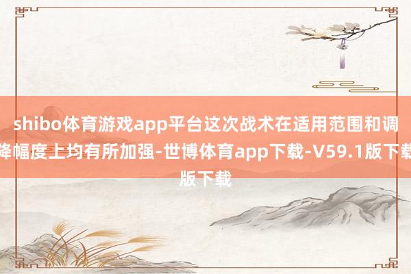 shibo体育游戏app平台这次战术在适用范围和调降幅度上均有所加强-世博体育app下载-V59.1版下载