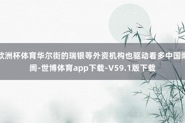 欧洲杯体育华尔街的瑞银等外资机构也驱动看多中国阛阓-世博体育app下载-V59.1版下载